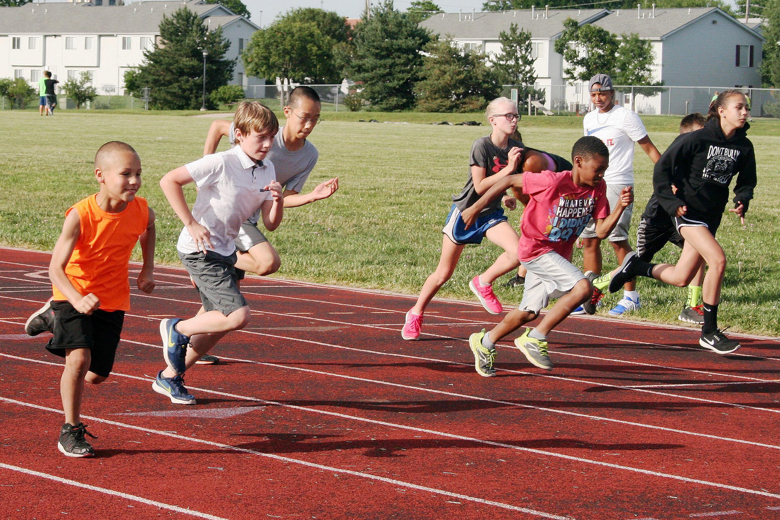 Kids participating in a race